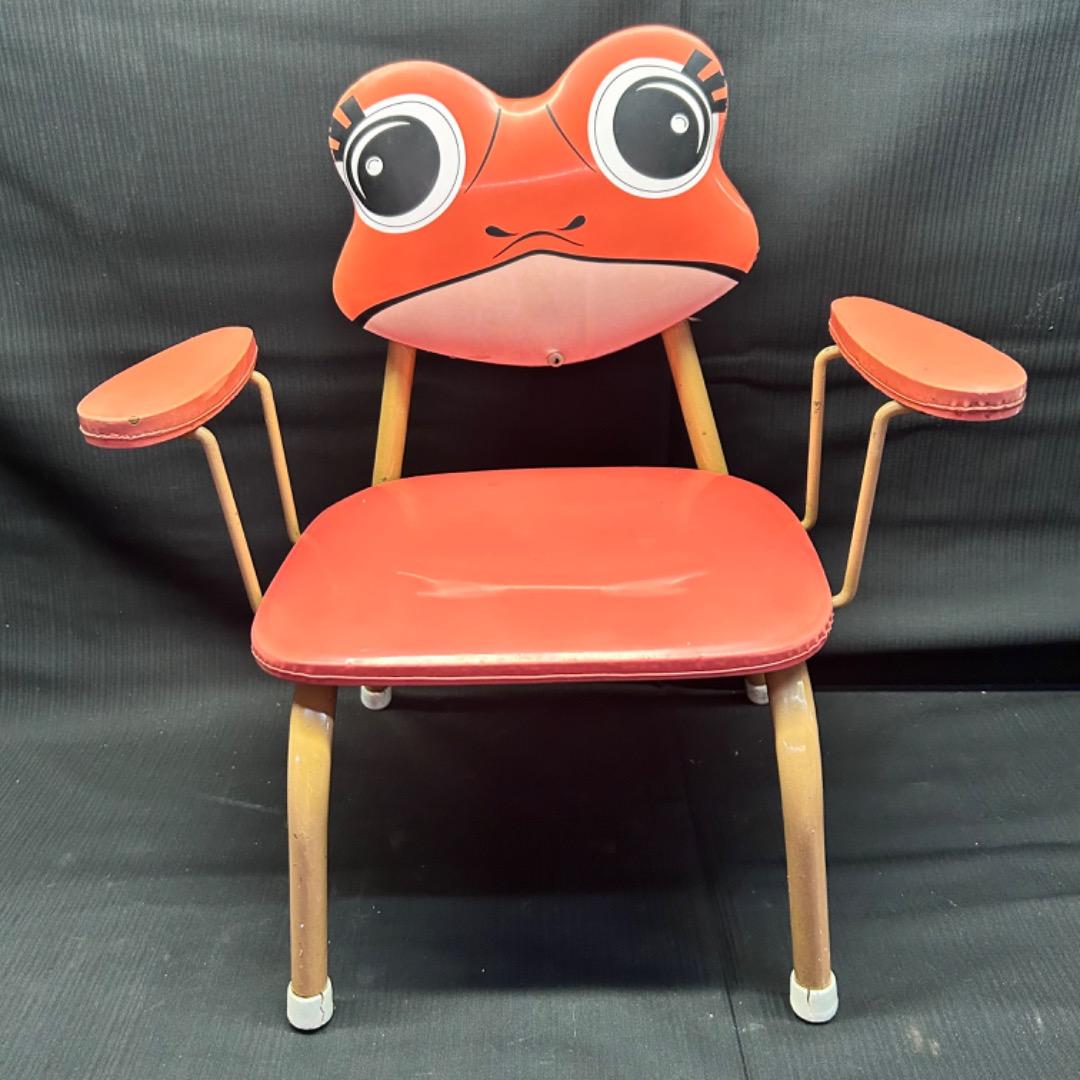 ▽※後右1117 昭和レトロ ケロヨン 子ども用椅子 笛付き 赤 長期保管品