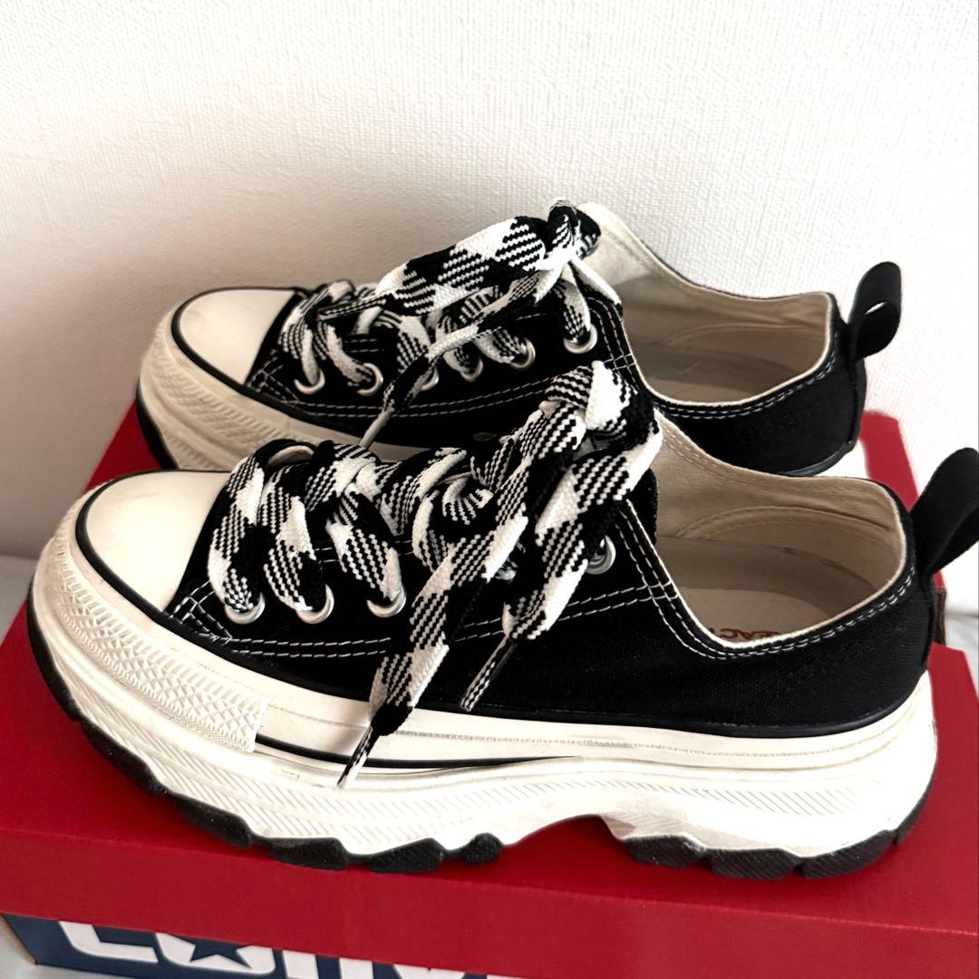 コンバース オールスター チェック紐 厚底 ブラック - メルカリ