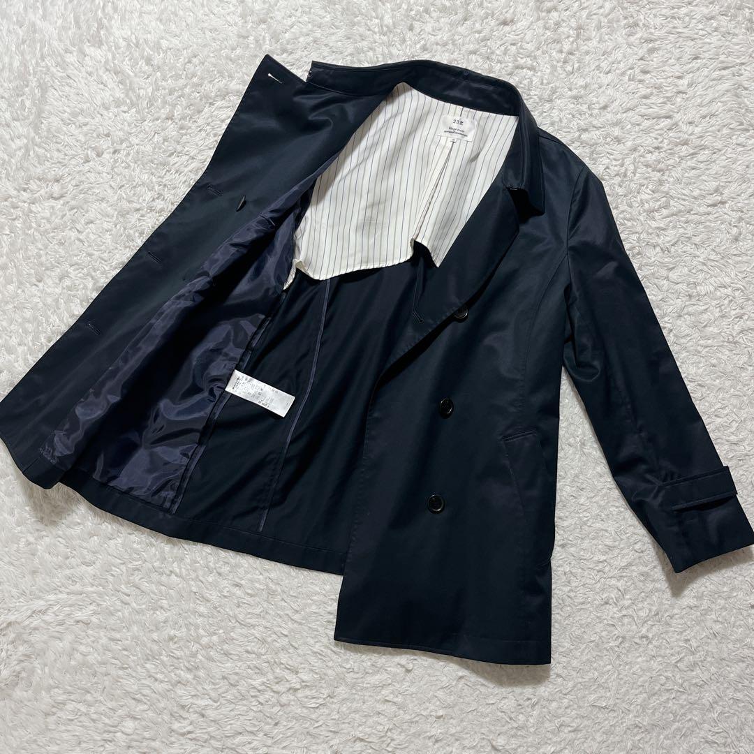 極美品✨23区 ダブルブレスト トレンチコート ミドル丈 紺 ベルト 48