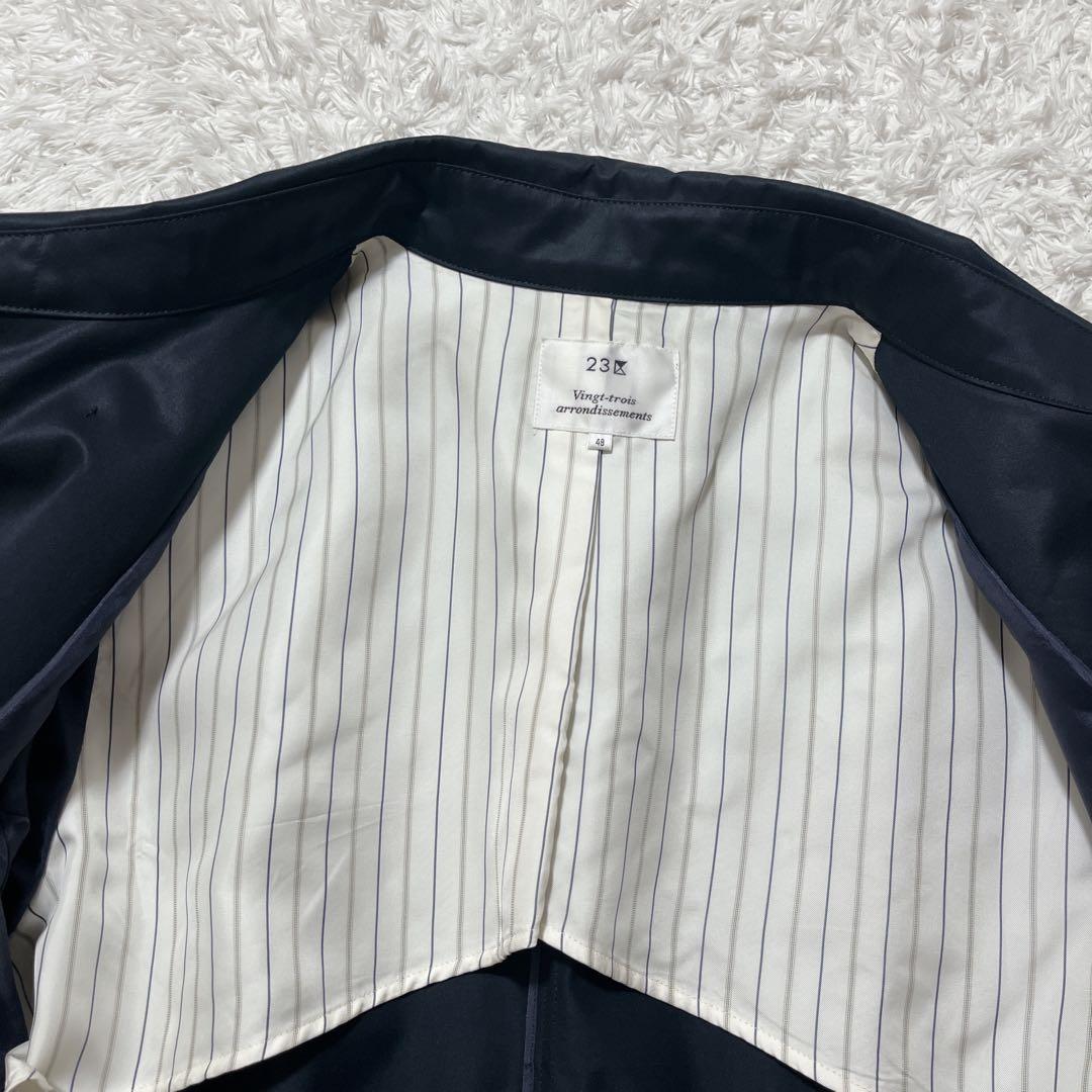 極美品✨23区 ダブルブレスト トレンチコート ミドル丈 紺 ベルト 48