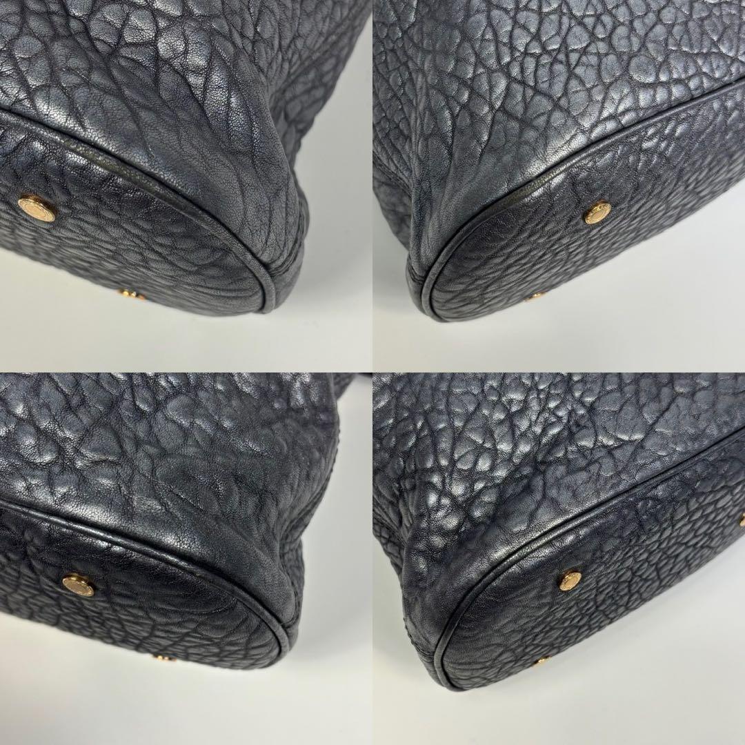 極美品 ブルガリ レオーニ ハンドバッグ ライオン シボ革 カード有