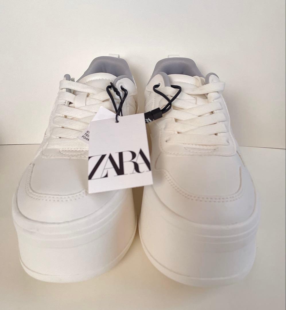 新品タグ付き】ZARA ザラ プラットフォームスニーカー 35 【完売品