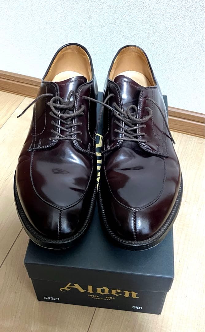 【使用数回】オールデン　バーガンディコードバン 54321 9ハーフD 使用数回】オールデン バーガンディコードバン 54321 9ハーフD - メルカリ