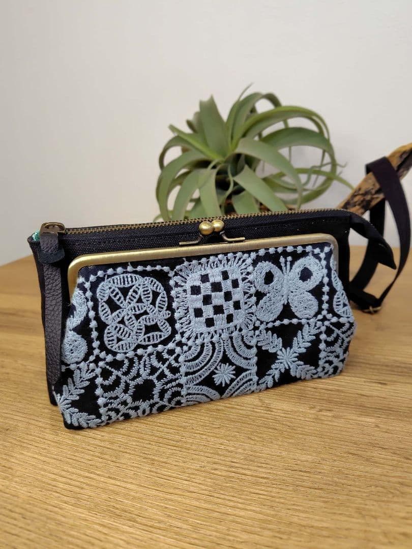 【専用】/forest tileフォレストタイル　ネイビー/がま口お財布ポ ミナペルホネン 押し口がま口ポーチ ハンドメイド forest tile - メルカリ