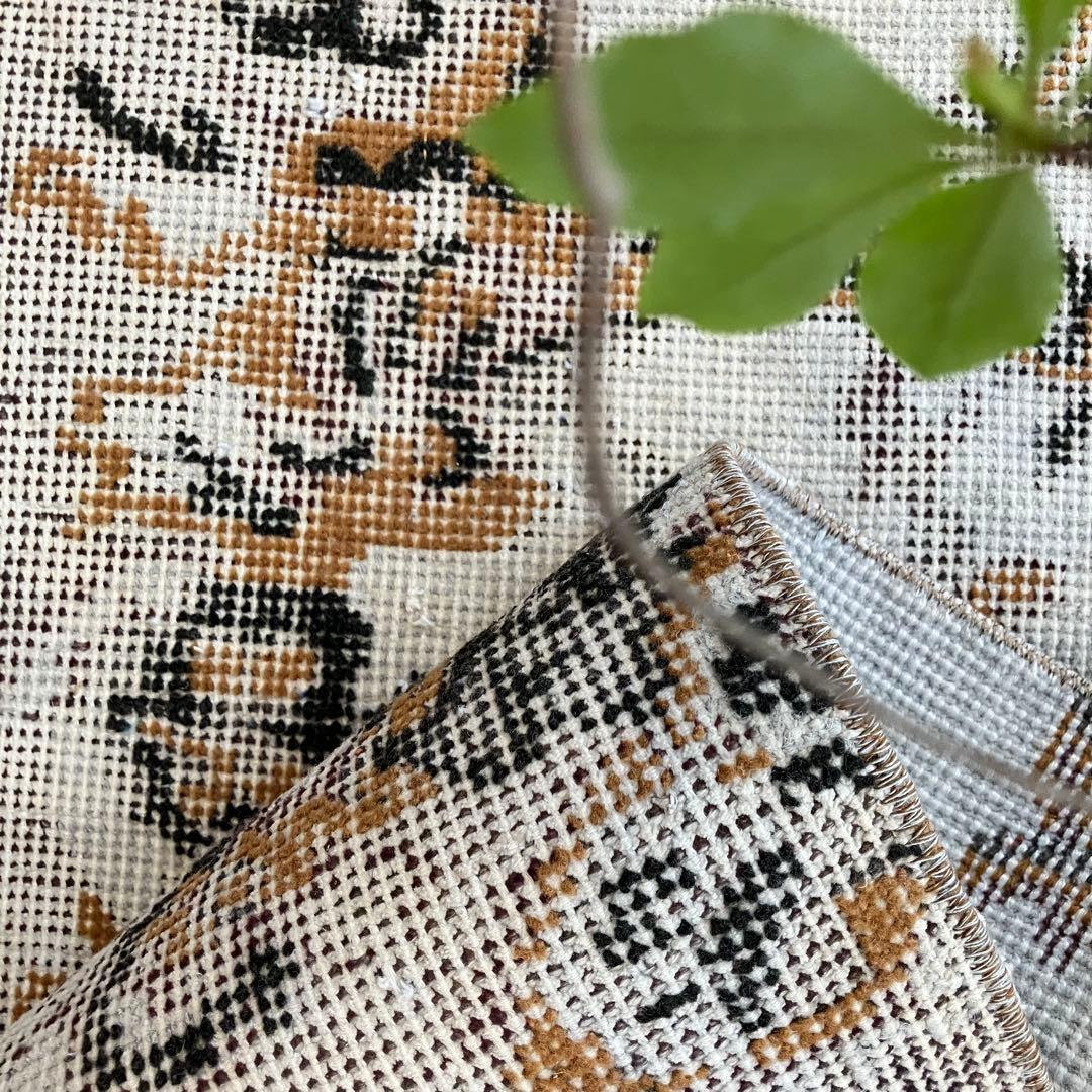 ライトグレー54×199ブラック キャラメル ランナー トルコヴィンテージラグ