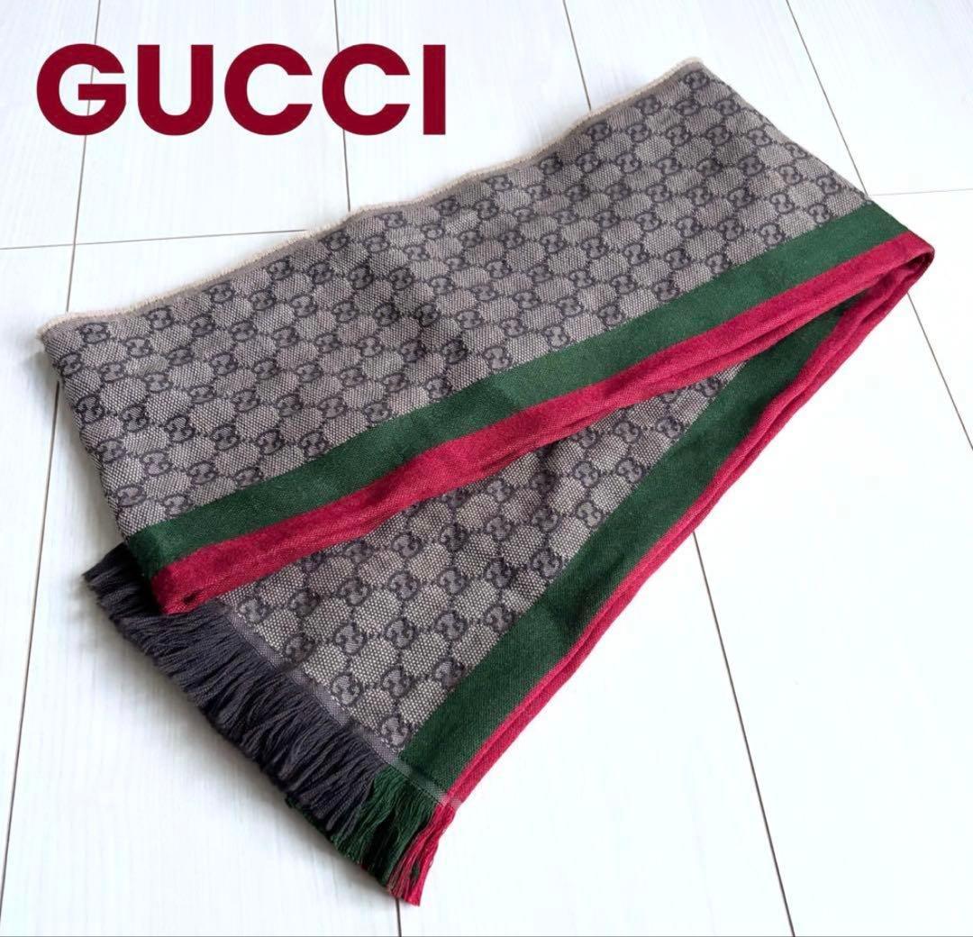 GUCCI グッチ GGロゴ 180×36 ストール ショール ウール GUCCI（グッチ） マフラー 570603 3G200 メンズ GGロゴ フリンジ