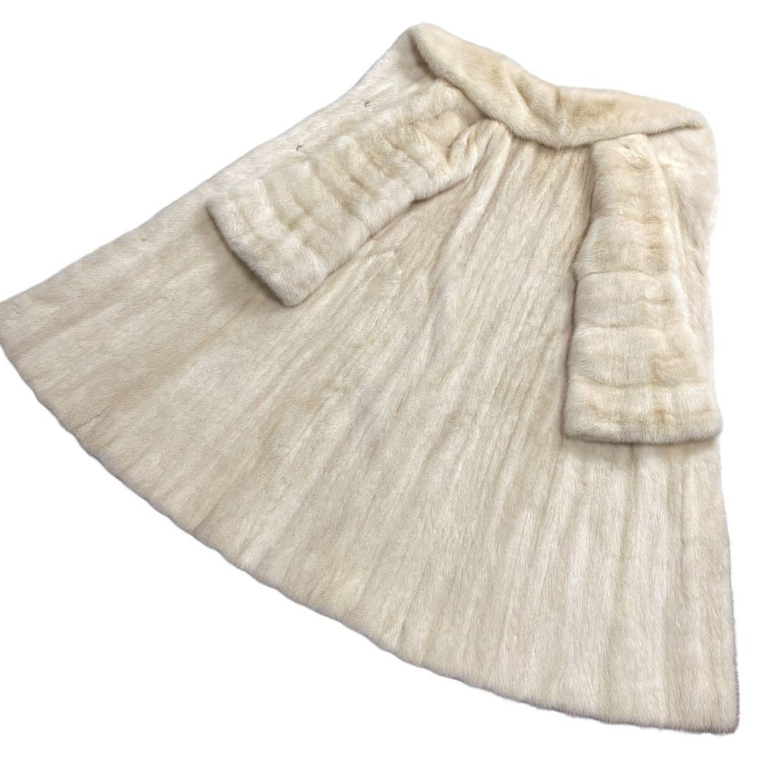 総丈108cm パールミンク ロング丈 ファーコート Lサイズ相当 なめし