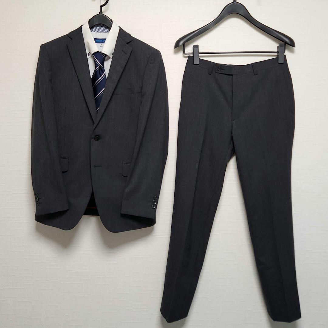 リスペクトネロ メンズ スーツ スリーピース グレー ストライプ 細身