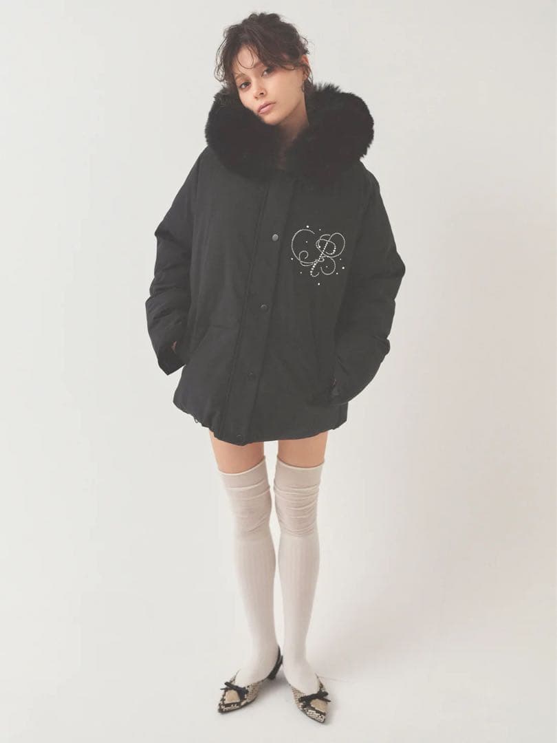 PELLICULE ペリキュール motif puffer coat Black