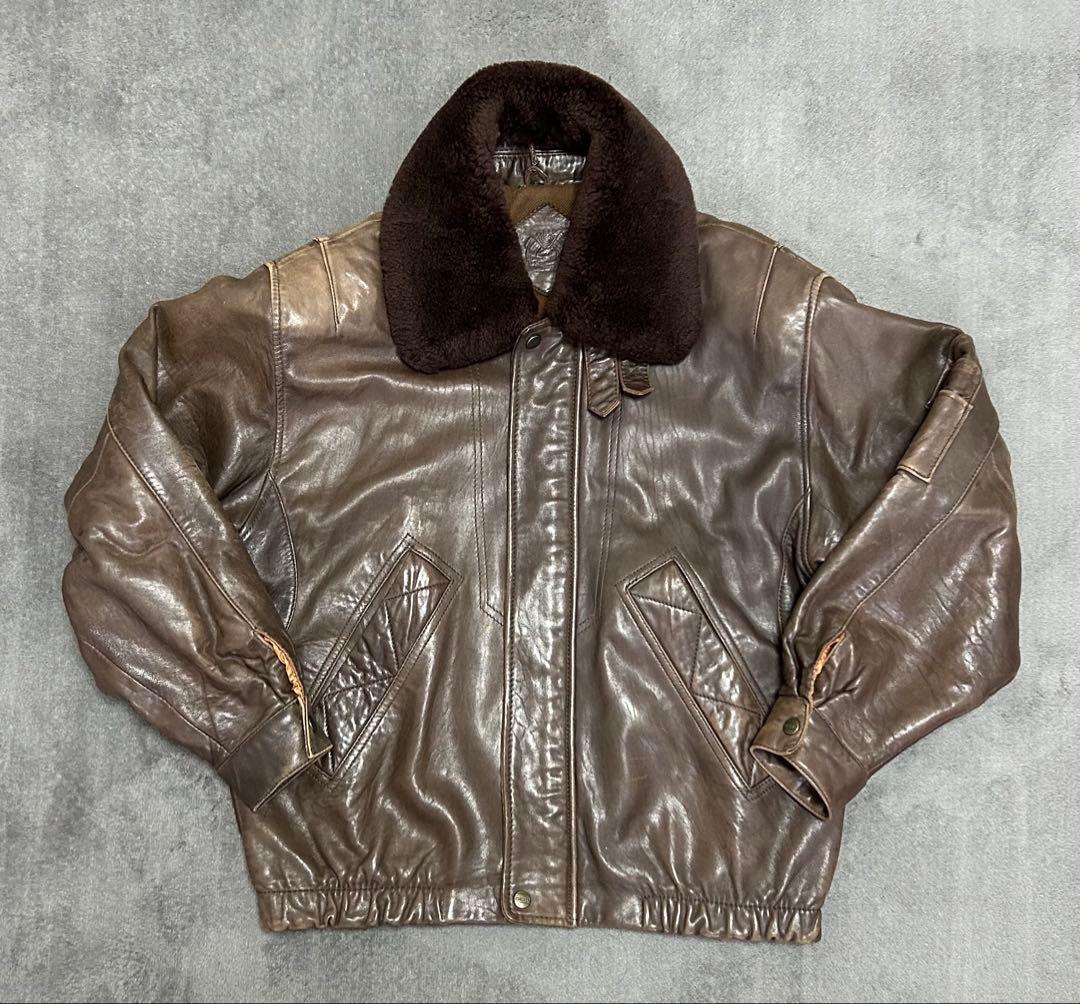 【本革】90s G-1 フライトジャケット レザージャケット 羊革 早い者勝ち】90s G-1 ヴィンテージ レザーフライトジャケット羊革