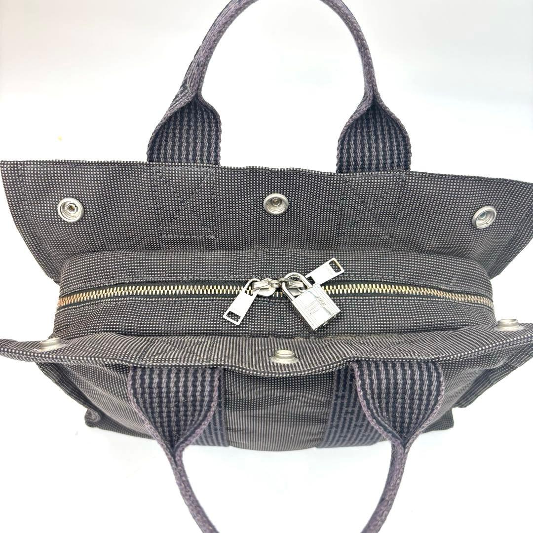 □HERMES エルメス エールライン PMトートバッグ グレー 鞄 カバン