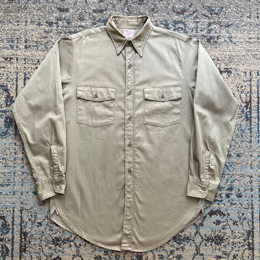 50s ヘラクレス ワークシャツ コットンツイル チノ マチ付き シアーズ