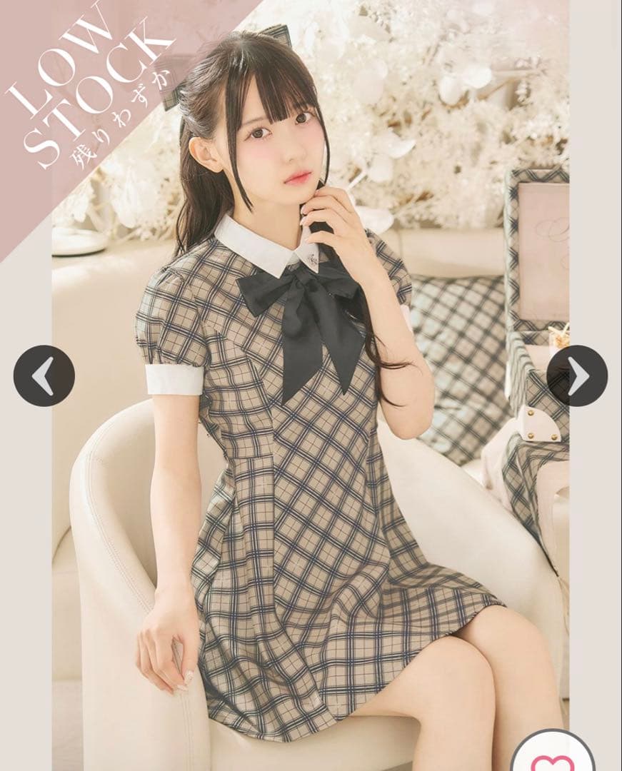 ミシェルマカロン オリジナルチェック柄リボンミニワンピース - メルカリ