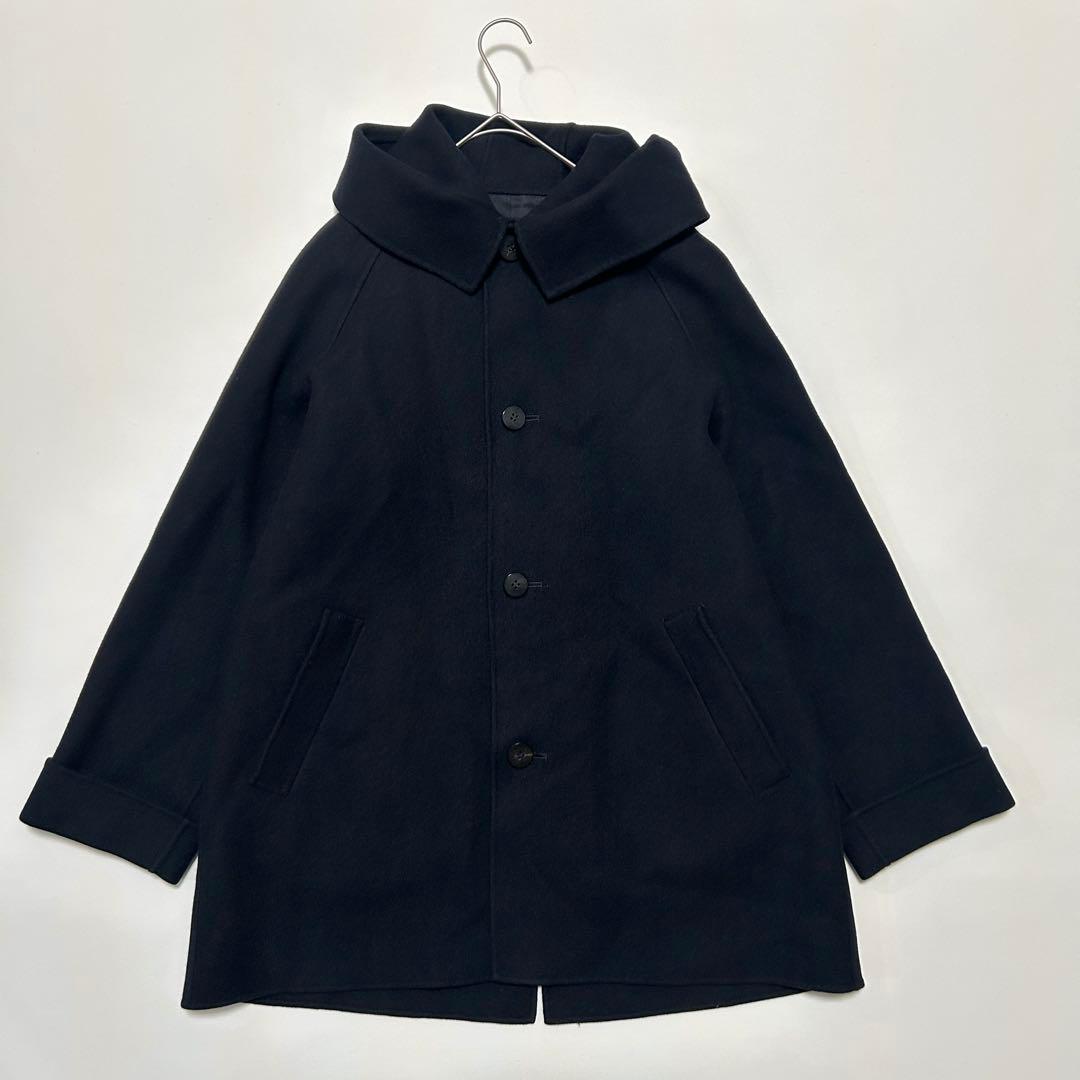 美品✨GALERIE VIE ライトメルトン フーデッドコート カシミヤ混 紺
