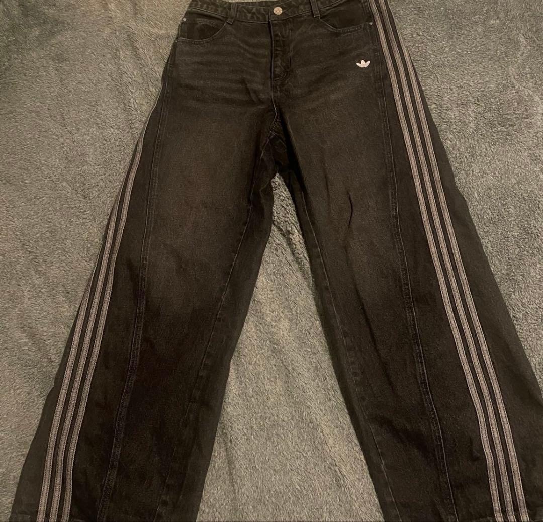 試着のみ　adidasデニム　32サイズ 中古・古着通販】adidas (アディダス) デニムパンツ ブラック サイズ