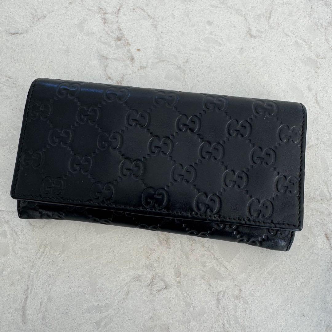 GUCCI ブラック GGパターン 長財布 - メルカリ