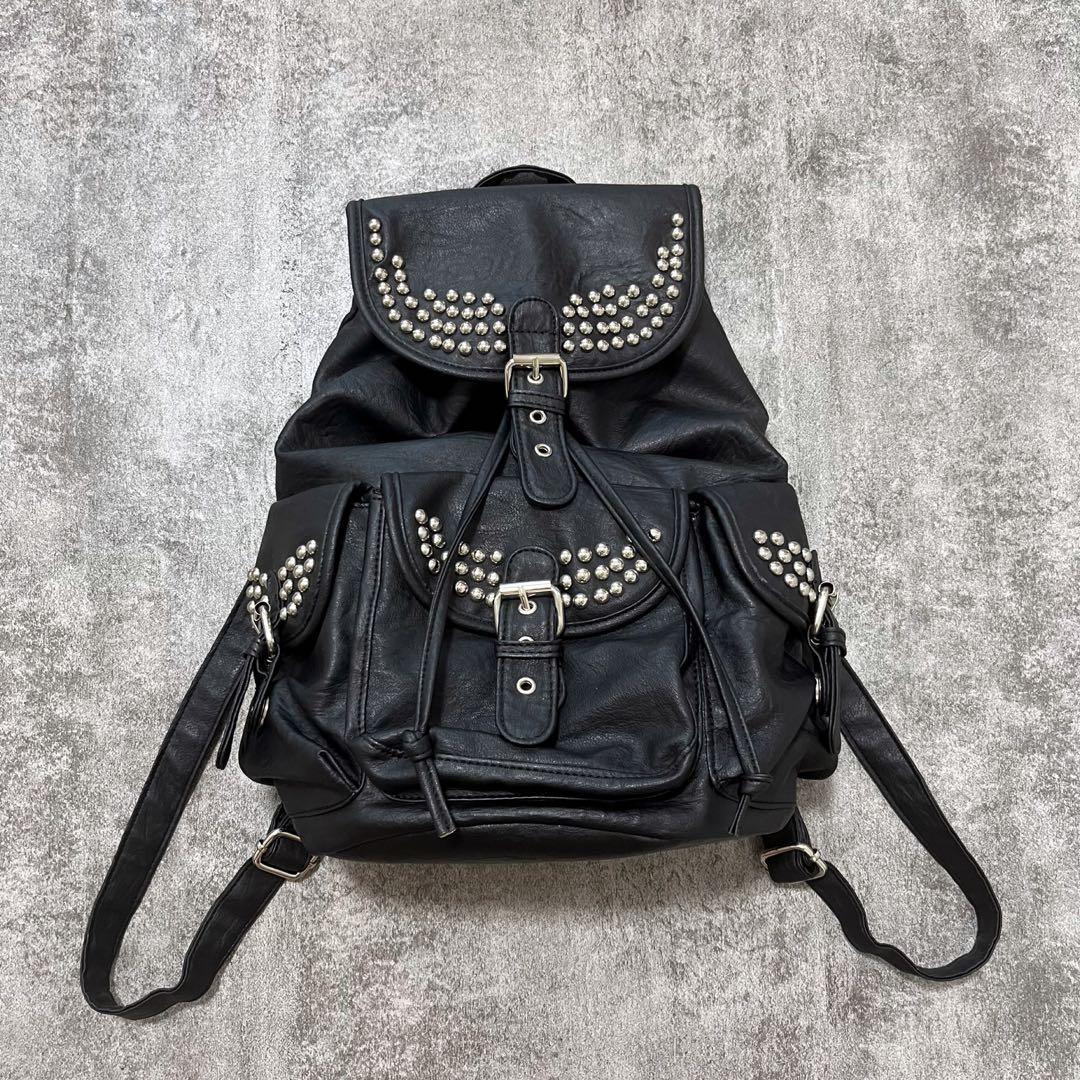 y2k 00s スタッズ リュック グランジ ブラック - メルカリ