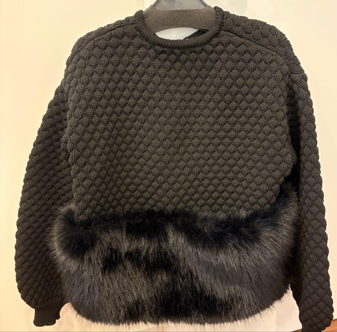 メゾンドドルチェ ファーリーNT カーディガン ブラック ニット maison