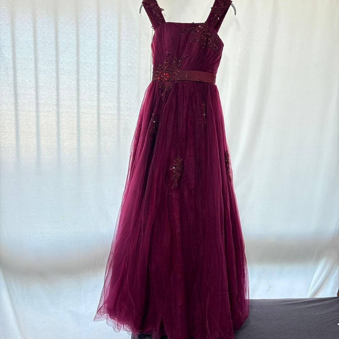 TWEED バーガンディ刺繍フォーマルドレス 160