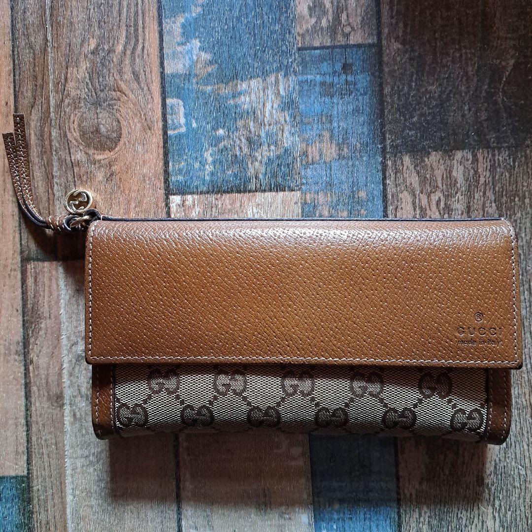 ※週末迄値下※GUCCI ブラウンレザー GGパターン 長財布 GUCCI ブラウンレザー長財布 - メルカリ