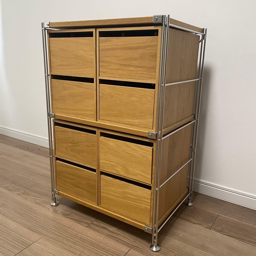 無印良品 ステンレスユニットシェルフ オーク材棚セット 小 木製収納