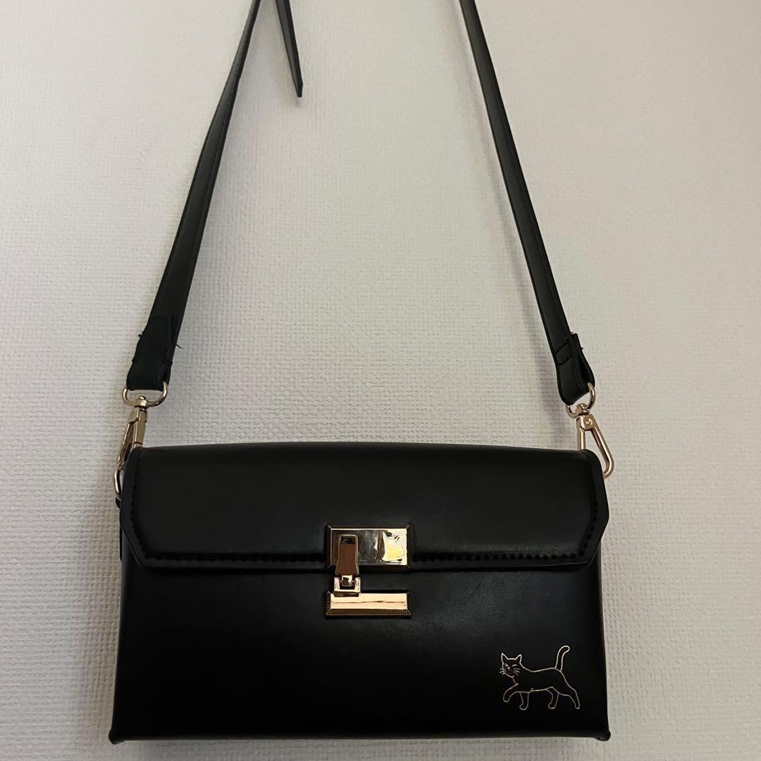 キヨ猫 ショルダーバッグ キヨ TOP4 グッズ ブラック 黒 ゴールド金具
