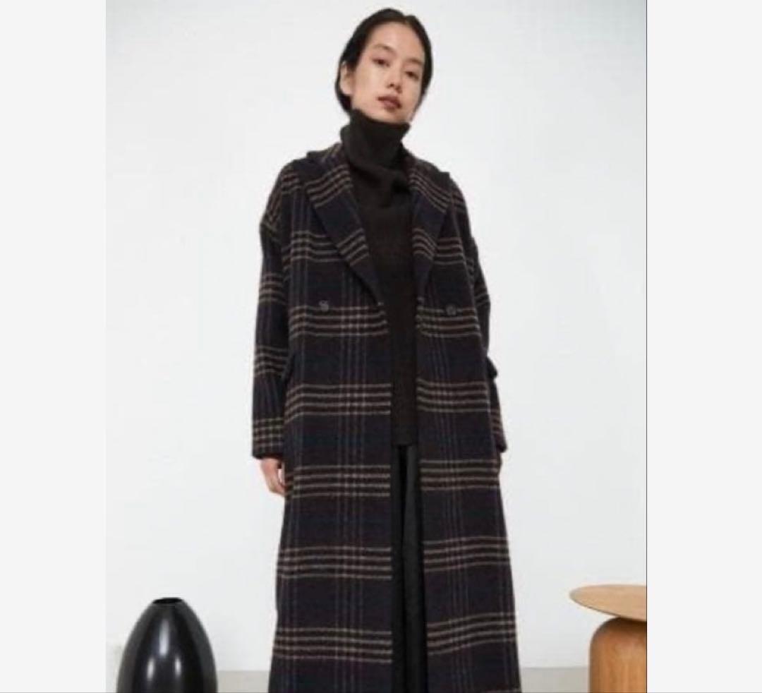 新品未使用 定価5万 RIM.ARK ウール チェック コート 36 チェスター