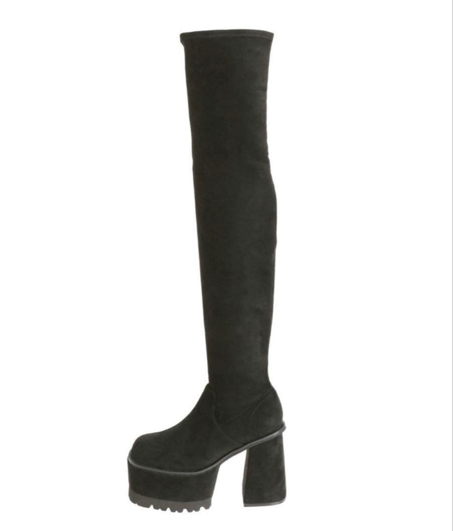 黒 ニーハイブーツ 厚底 高ヒール エモダ EMODA L 24 24.5 - メルカリ