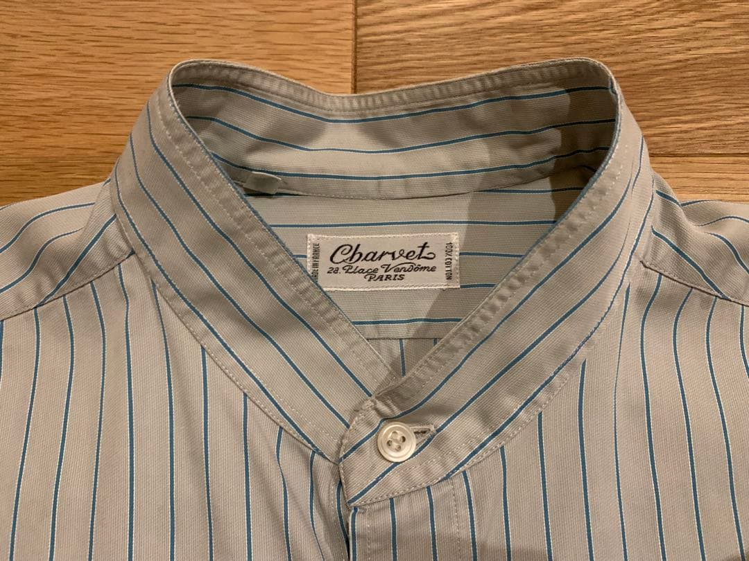 Charvet シャルべ スタンドカラー ストライプ シャツ 39 - メルカリ