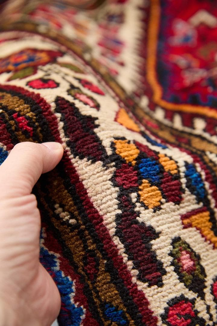 ヴィンテージラグ ペルシャ絨毯 トライバルラグ（157×105cm）赤 青 黃