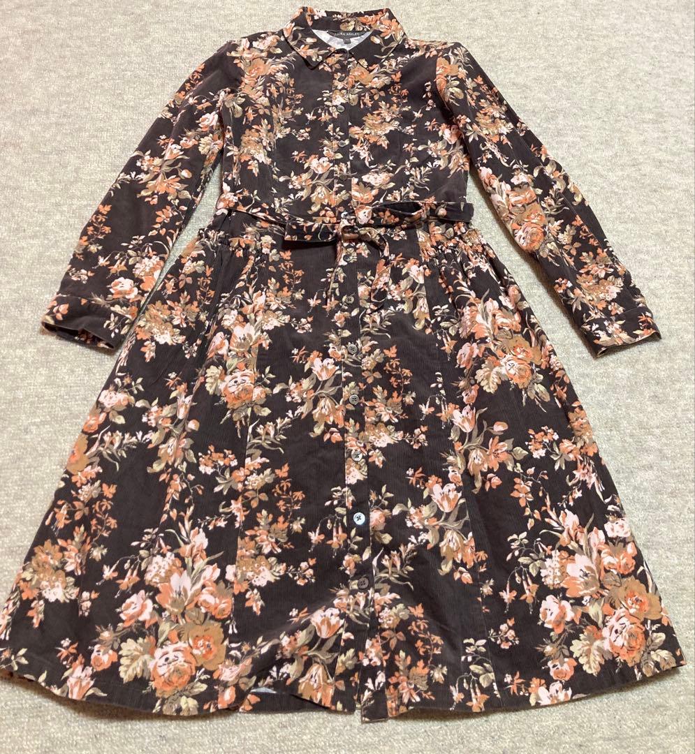 ローラアシュレイ コーデュロイ 花柄 ワンピース 9号 - メルカリ