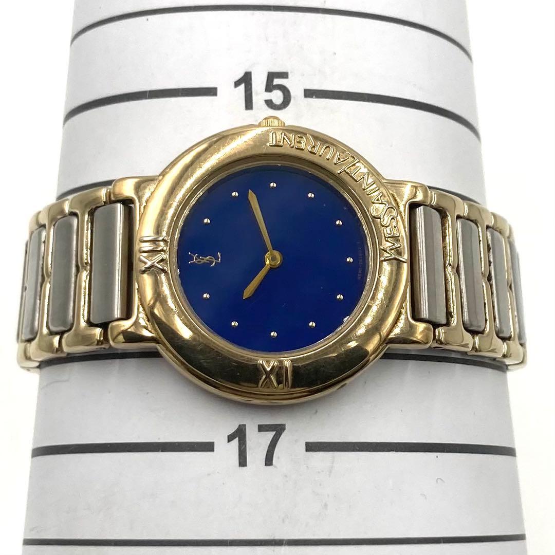 稼動】 イヴサンローラン 腕時計 E60957Y QZ コンビカラー 青文字盤