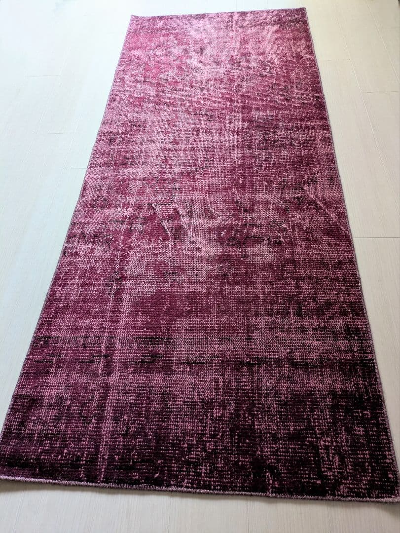 82×198 ボルドーレッドオーバーダイ トルコヴィンテージラグ
