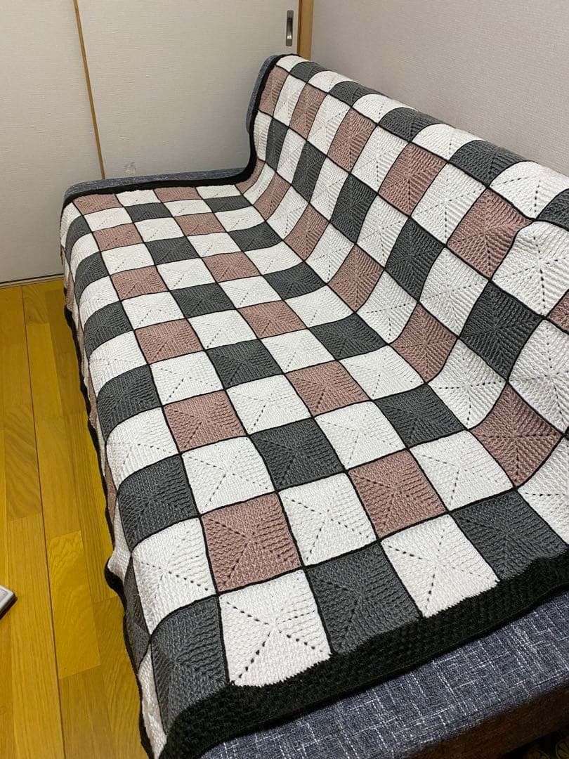 モチーフ手編み　マルチカバー こたつカバー　ハンドメイド 送料無料】こたつカバー マルチカバー ソファカバー モチーフ編み