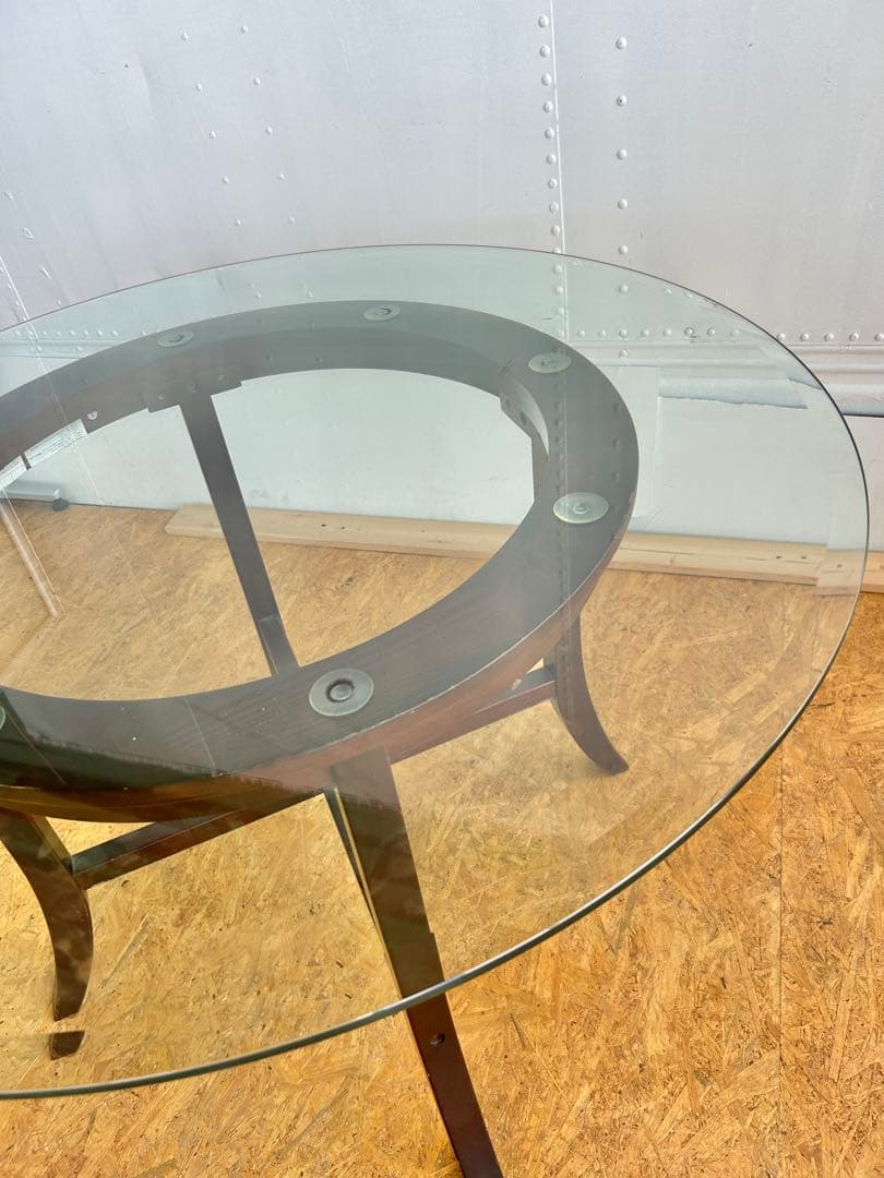 577 ニトリ ビッテ3 丸型ガラステーブル 廃盤 希少 北欧風 ダイニング