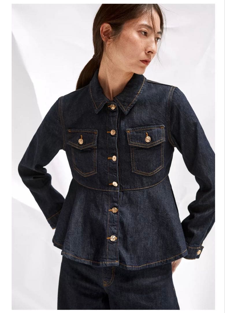 ZARA 今期完売 デニムペプラムジャケット - メルカリ