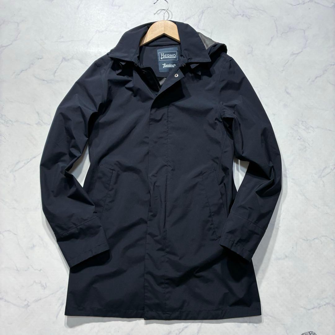 HERNO Laminar ラミナー ゴアテックス ステンカラーコート 紺 46