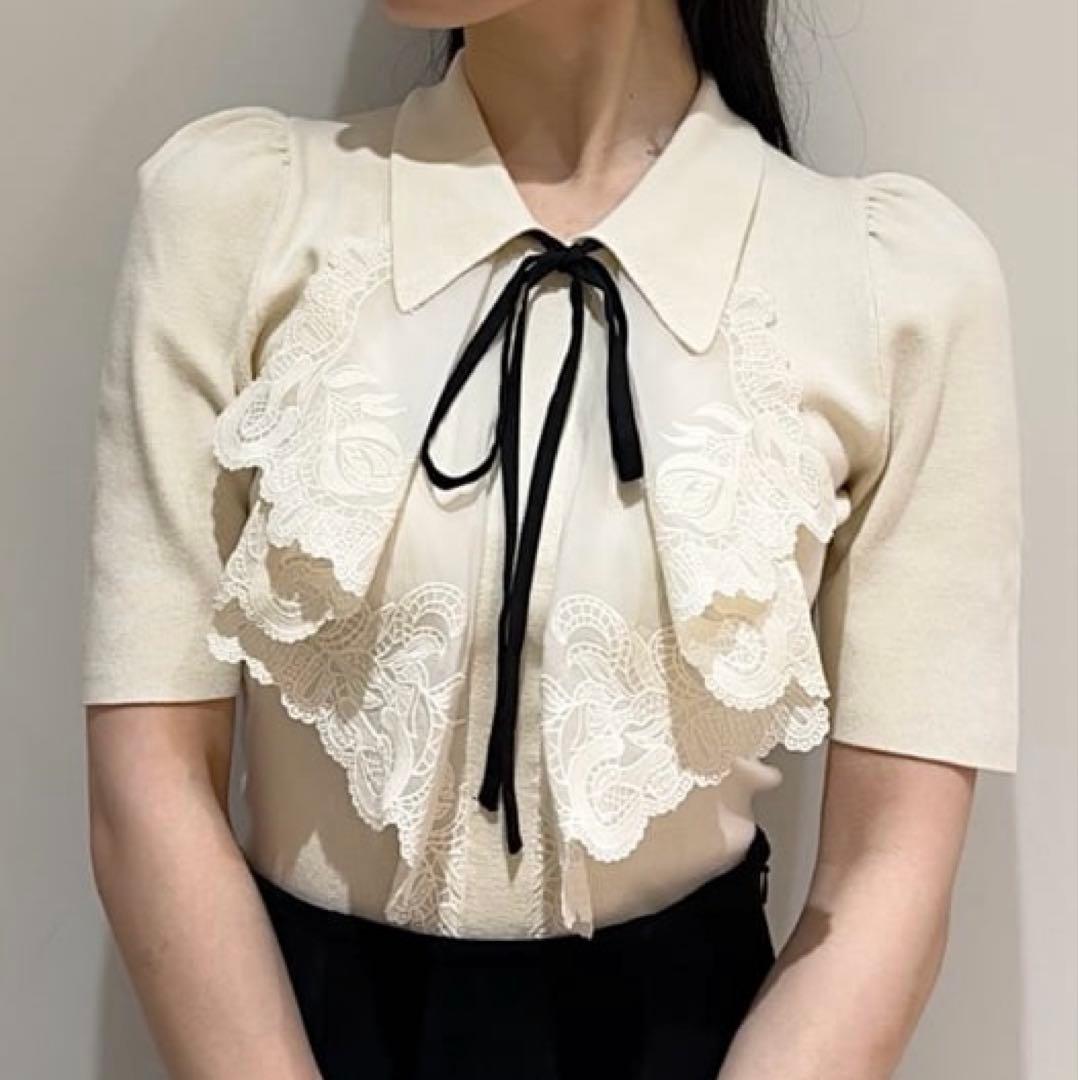 美品】SNIDEL スナイデル ラッフル刺繍ニットプルオーバー CRM - メルカリ