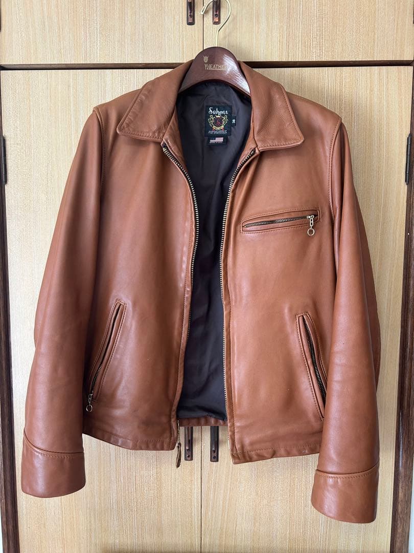 Schott ブラウンレザーライダージャケット