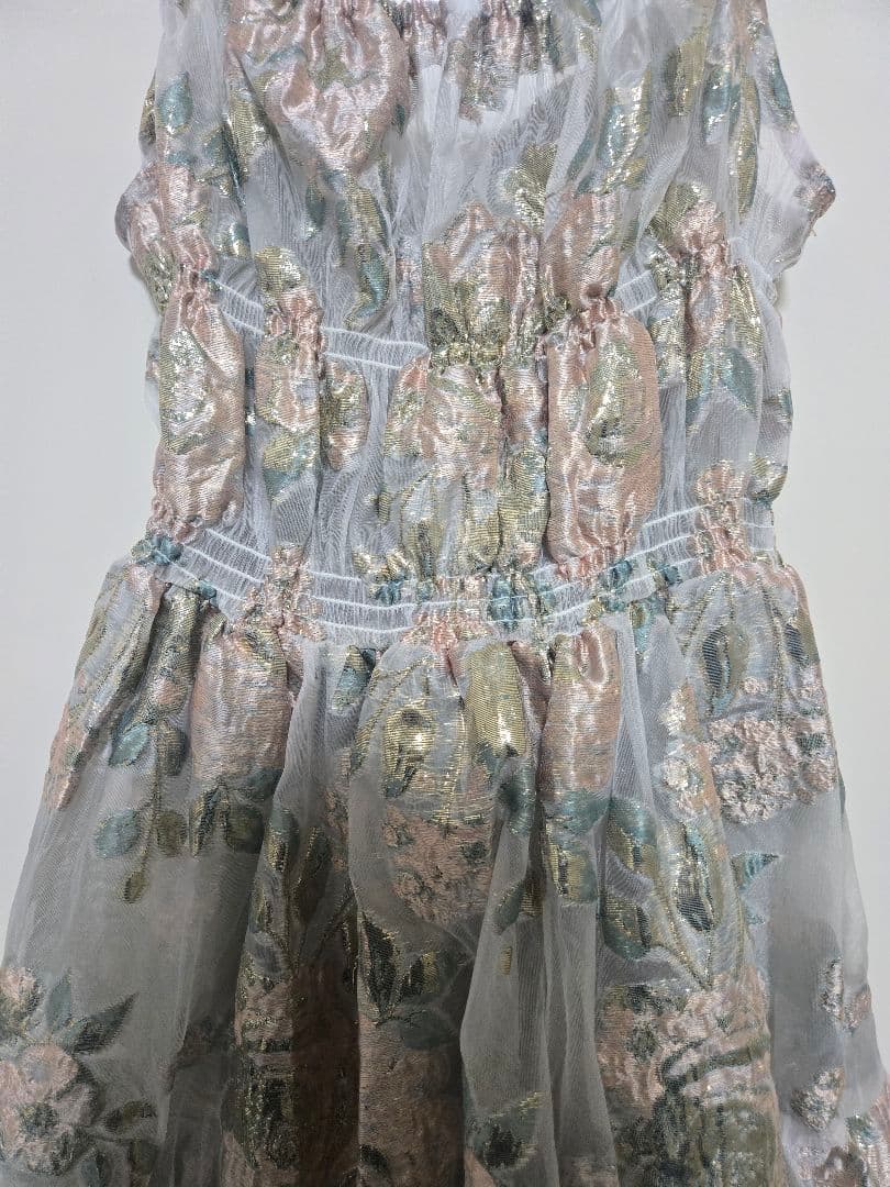 はな様専用poppy Pink gold jacquard cami dress - メルカリ