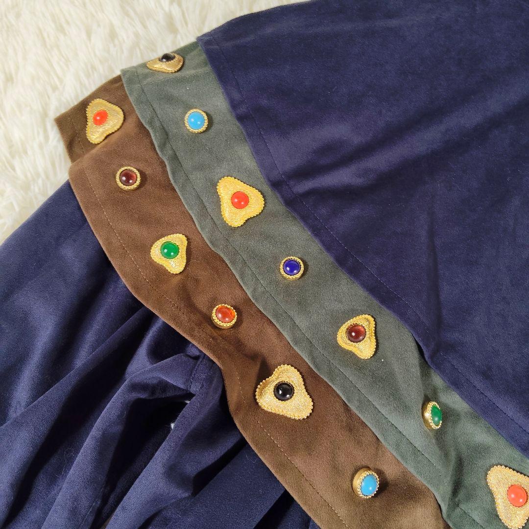 伊太利屋 ビジューコート ネイビー 個性的 11A2 肩パッド