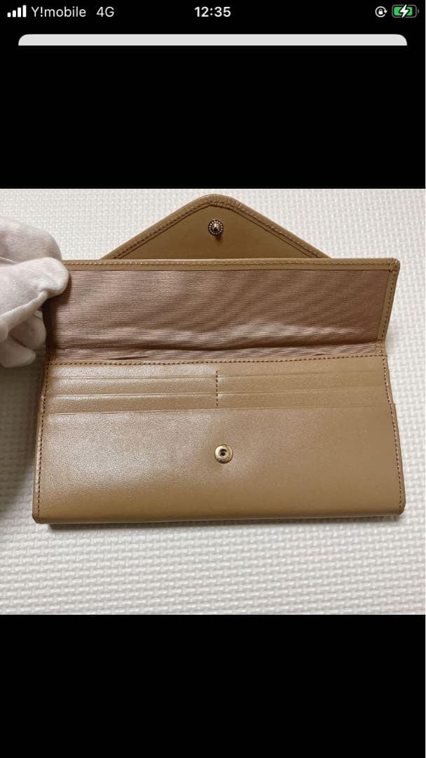 未使用 Kitamura レザーがま口長財布 レター型 モカ 「K」ロゴ K2