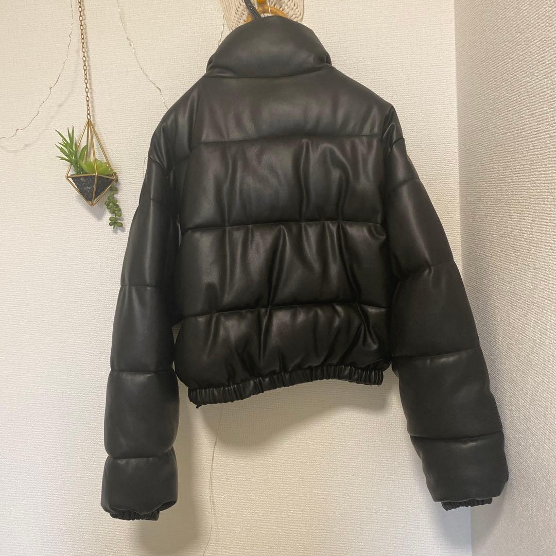 美品】ZARA フェイクレザー パフジャケット - メルカリ