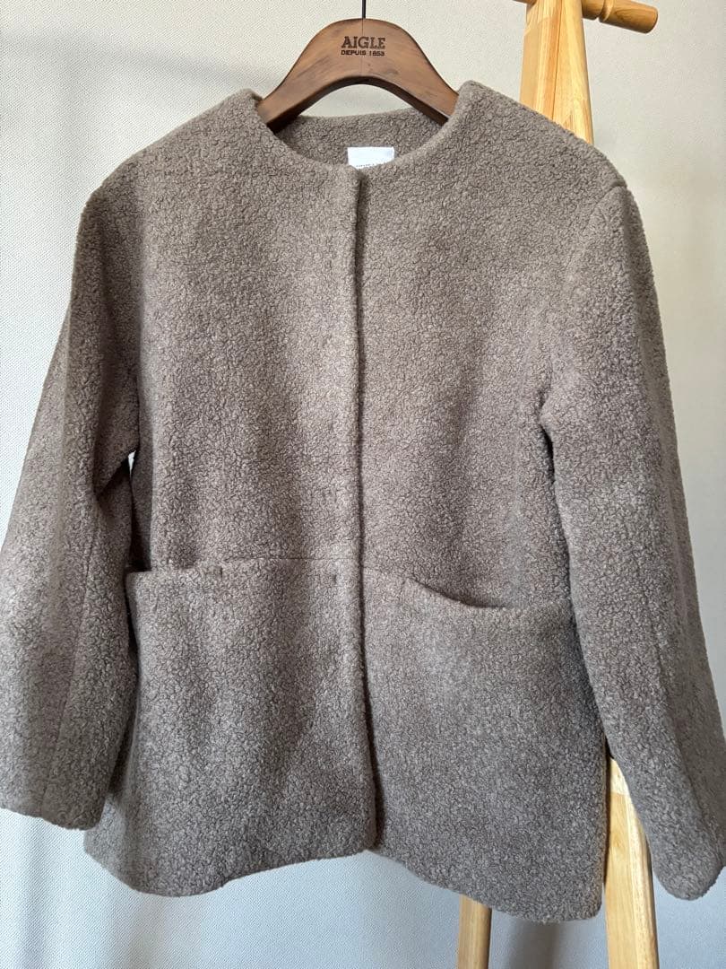 北欧、暮らしの道具店 大人のためのウール混ボアコート（マフラー付き