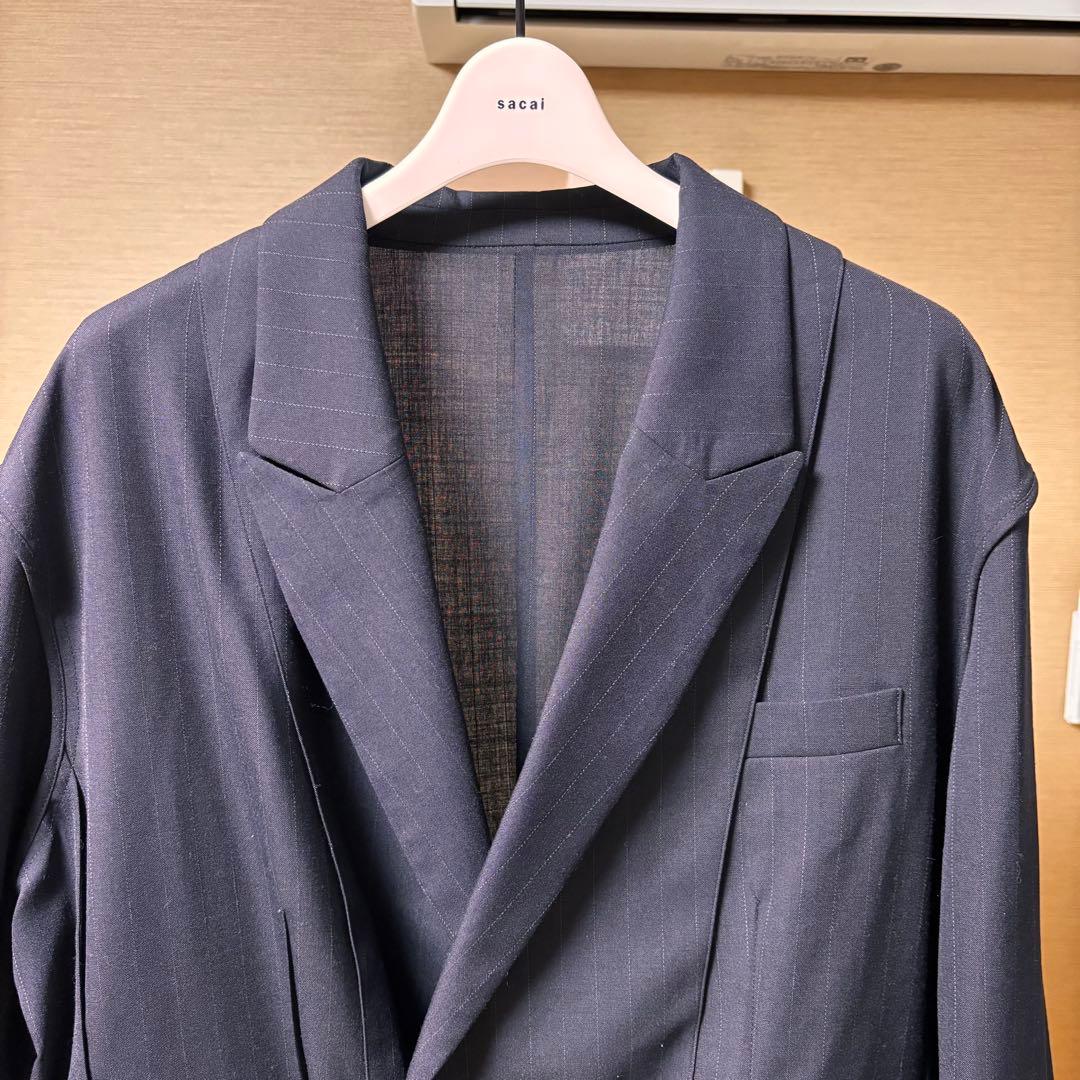 sacai 24ss ストライプ セットアップ スーツ ジャケット スラックス