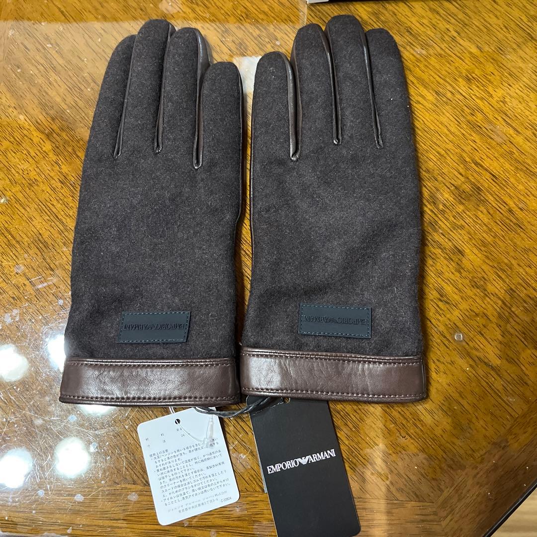 EMPORIO ARMANI ブラウン手袋 EMPORIO ARMANI - エンポリオ アルマーニ ☆ レザー 手袋 革手袋