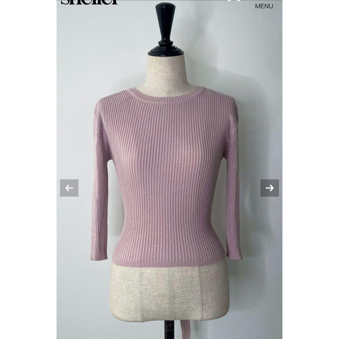sheller シェリエ バックレースアップニットトップス ピンク