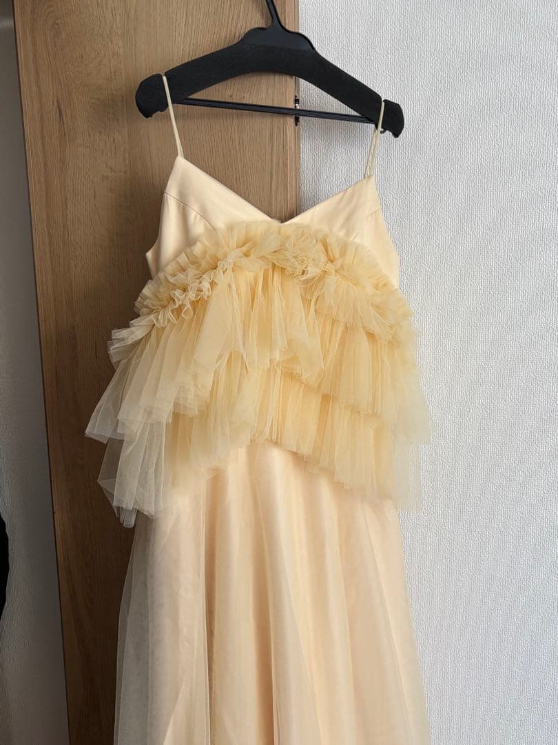 DRESSPRODUCTIONバターイエローフリルチュールドレス カラードレス バターイエロー フリル チュールドレス（W331）