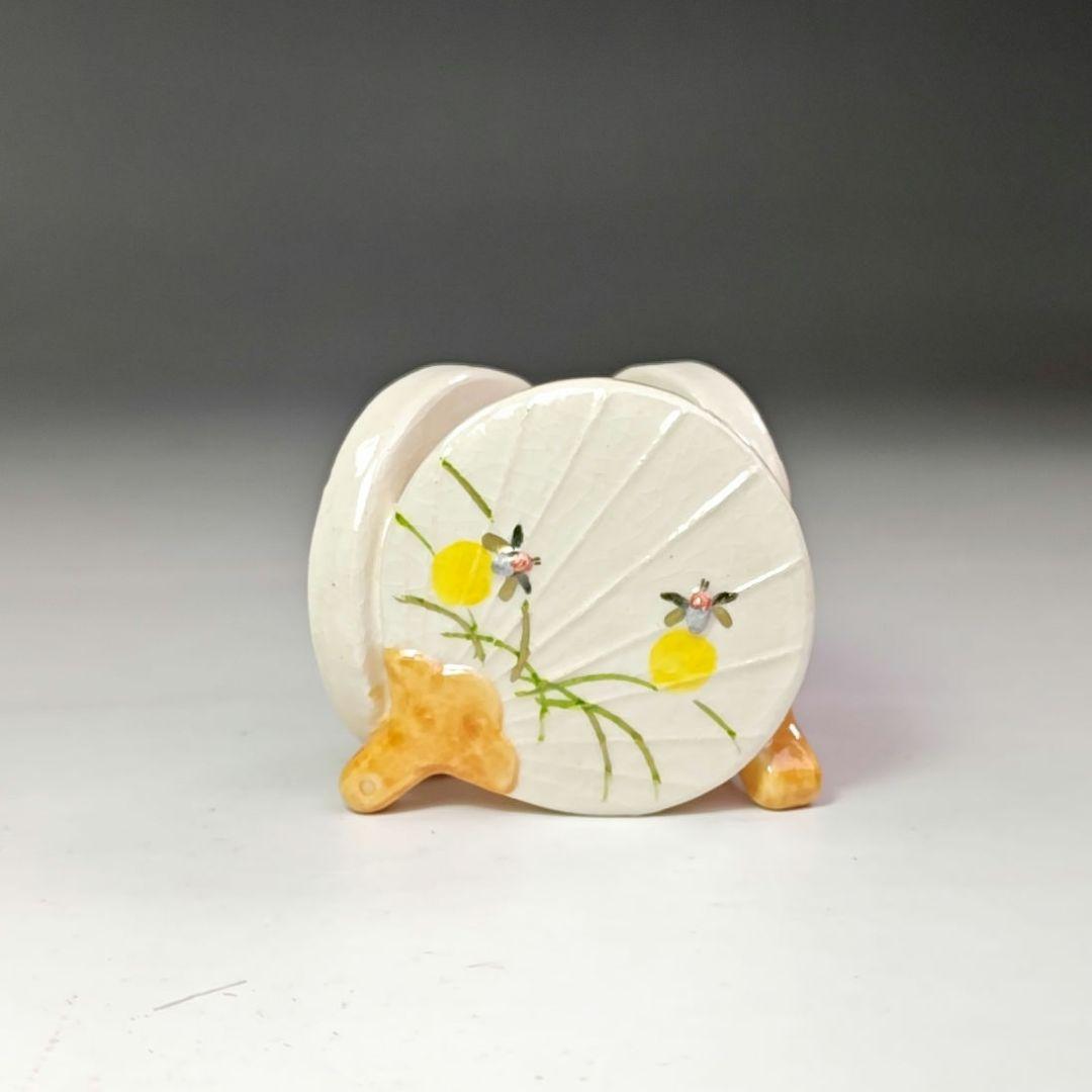 イ663 蓋置『桂窯 伊東桂楽造』『うちわ 蓋置 共箱』茶道具