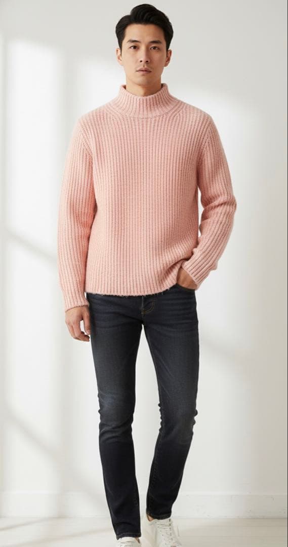 美品✨オーラリー ウールキャメル モックネック リブニットプル